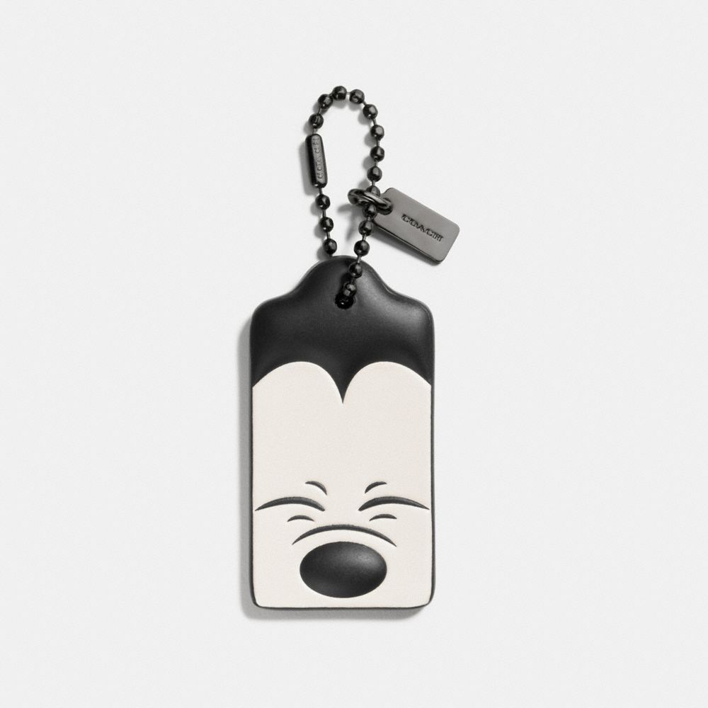 SQUINTING MICKEY HANGTAG IN GLOVETANNED LEATHER - f54090 - DK/Black White