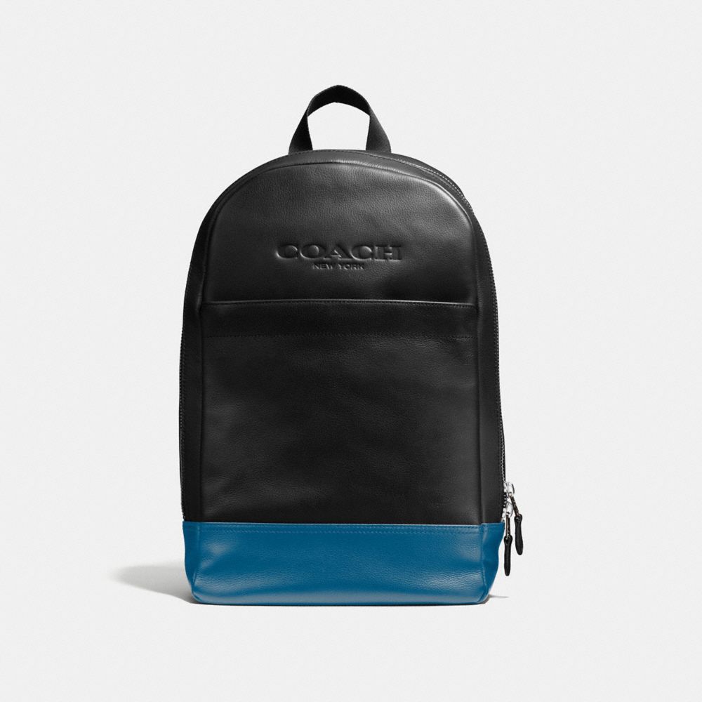 CHARLES SLIM BACKPACK IN SPORT CALF LEATHER - f54135 - MIDNIGHT/DENIM