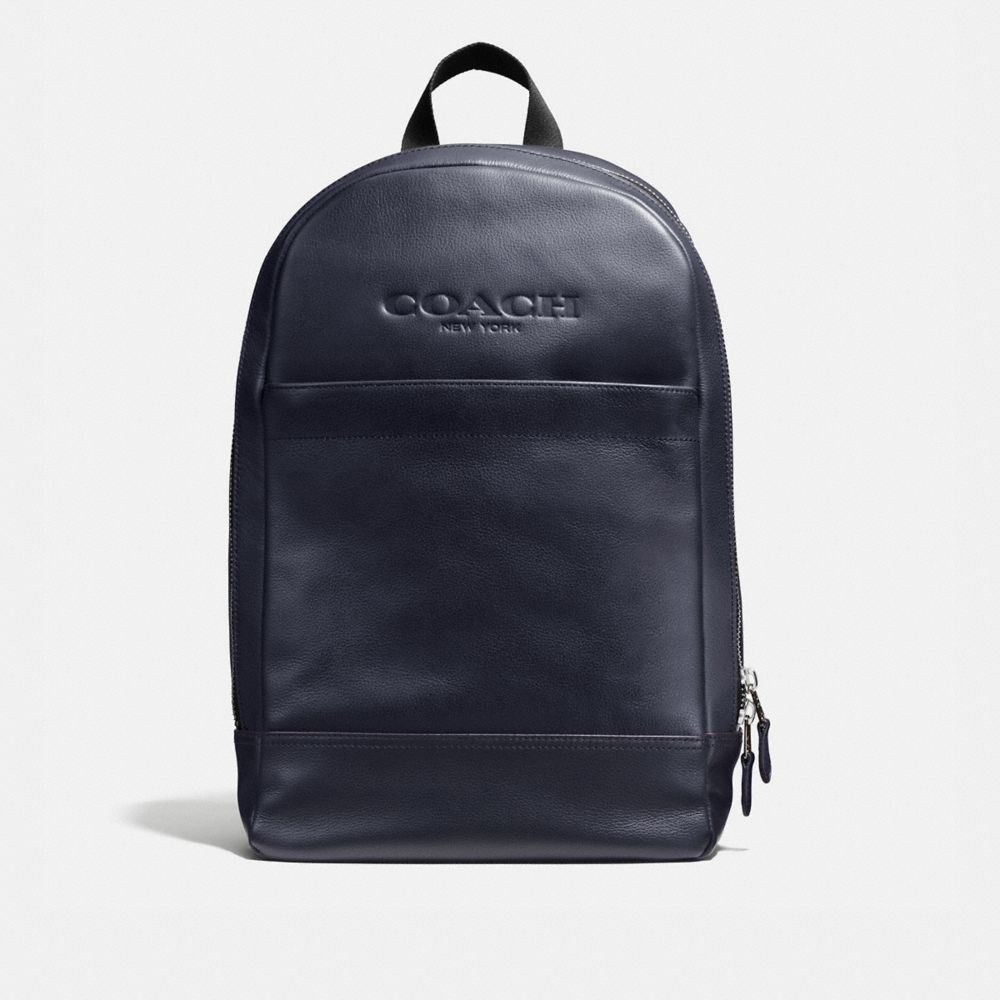 COACH f54135 CHARLES SLIM BACKPACK IN SPORT CALF LEATHER MIDNIGHT