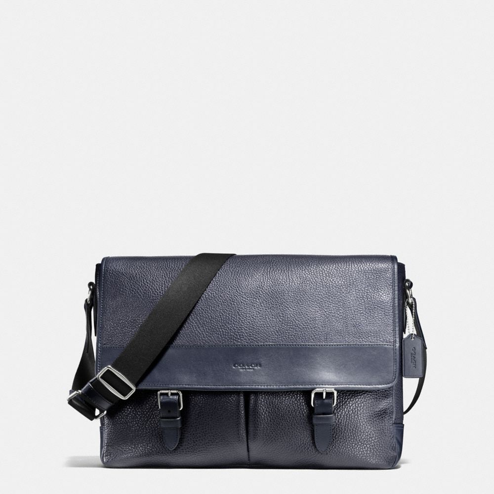 HENRY MESSENGER IN PEBBLE LEATHER - COACH f54149 - MIDNIGHT