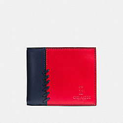 MLB COMPACT ID WALLET WITH RIP AND REPAIR - COACH f54180 - BOS RED SOX
