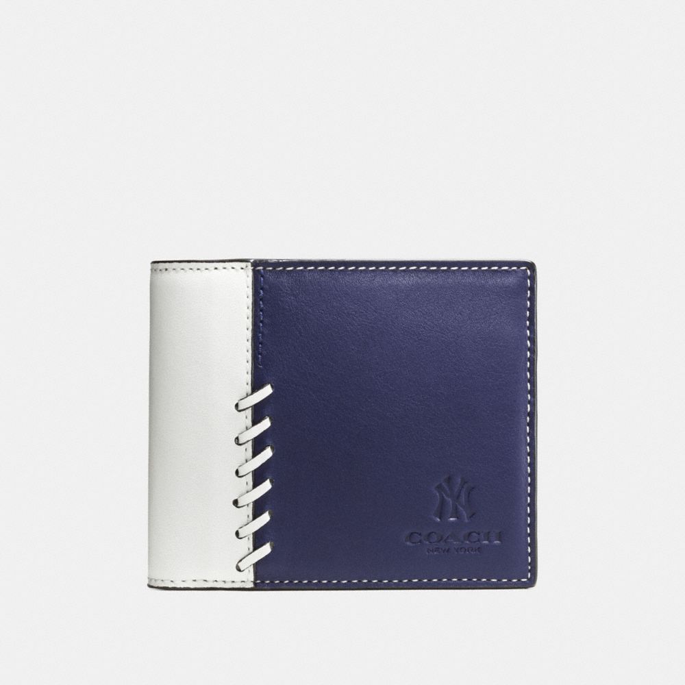 MLB COMPACT ID WALLET WITH RIP AND REPAIR - NY YANKEES - COACH F54180