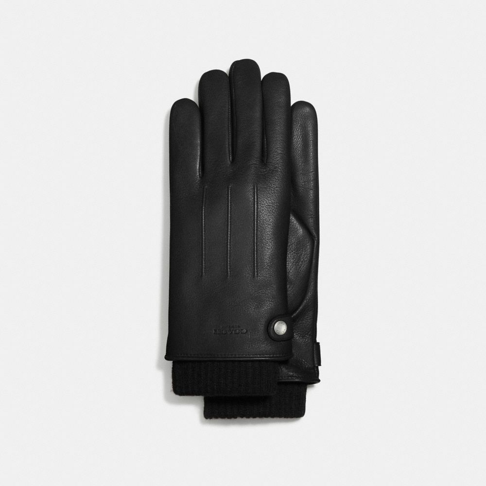 COACH 3-IN-1 LEATHER GLOVE - BLACK - F54183