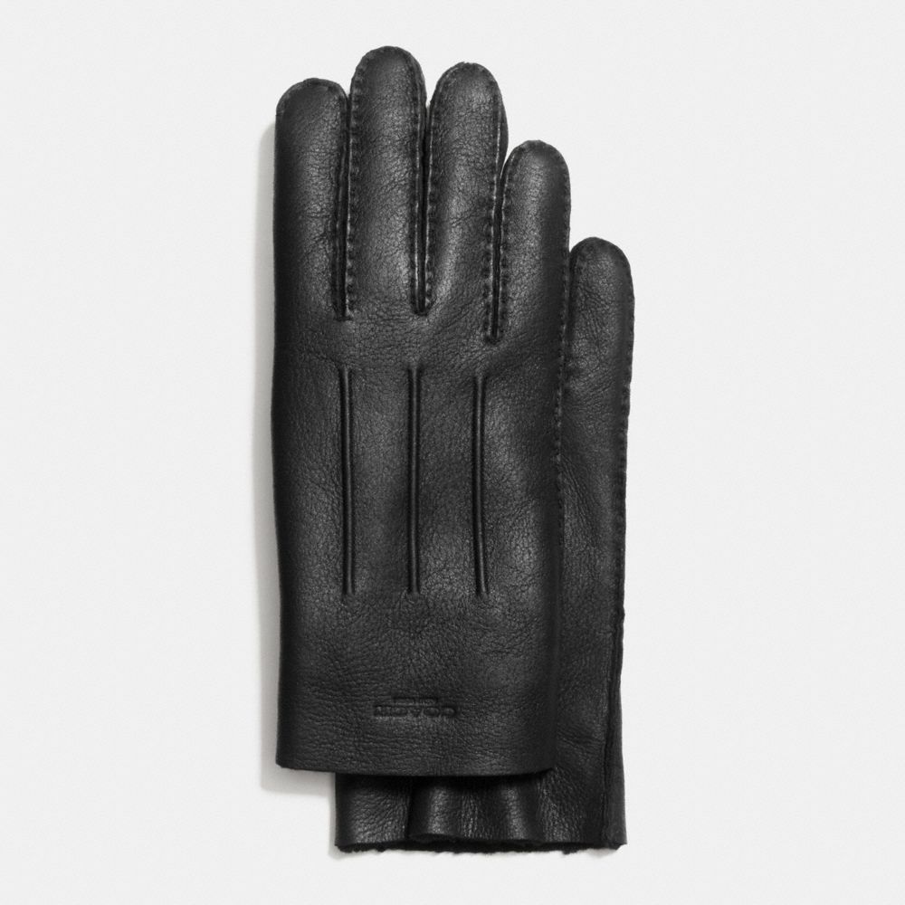 COACH SHEARLING LEATHER GLOVE - BLACK - F54184