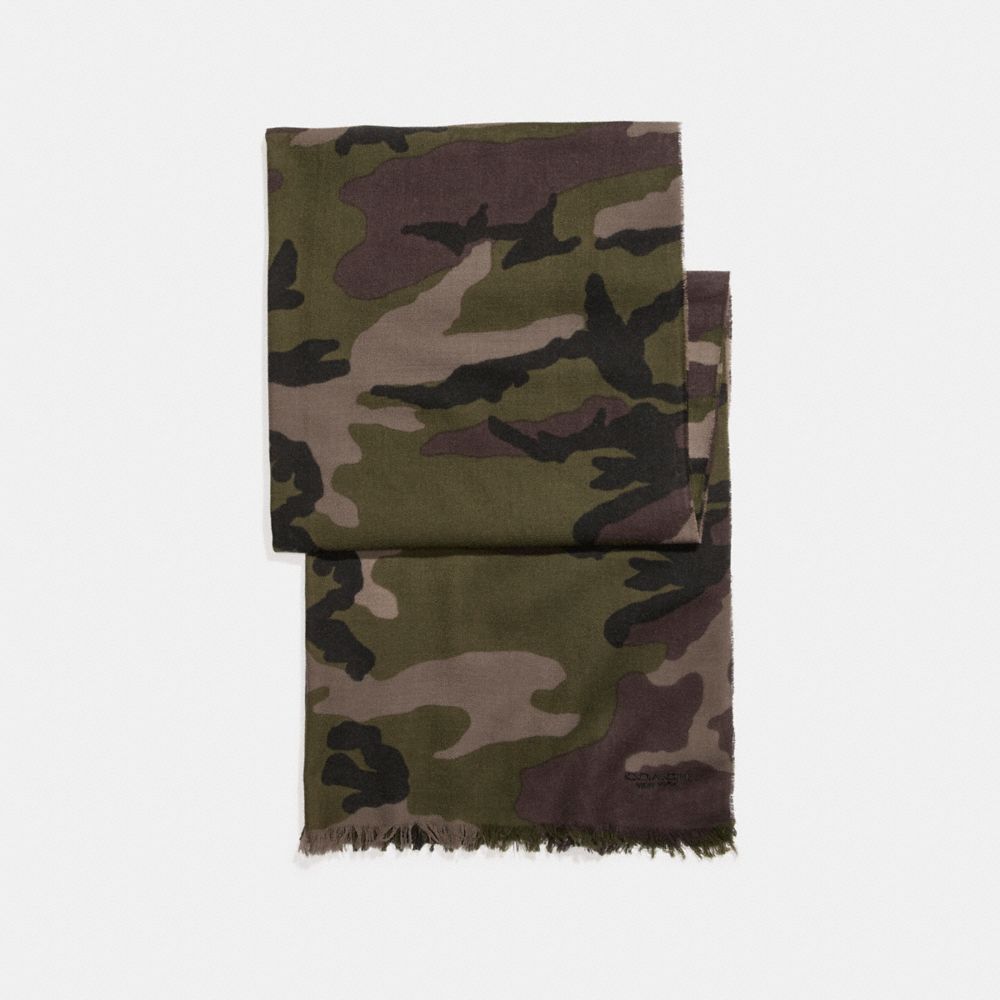 COACH F54190 LIGHTWEIGHT CAMO PRINT SCARF DARK GREEN CAMO