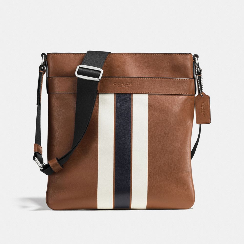 CHARLES CROSSBODY IN VARSITY LEATHER - f54193 - Dark Saddle/Midnight