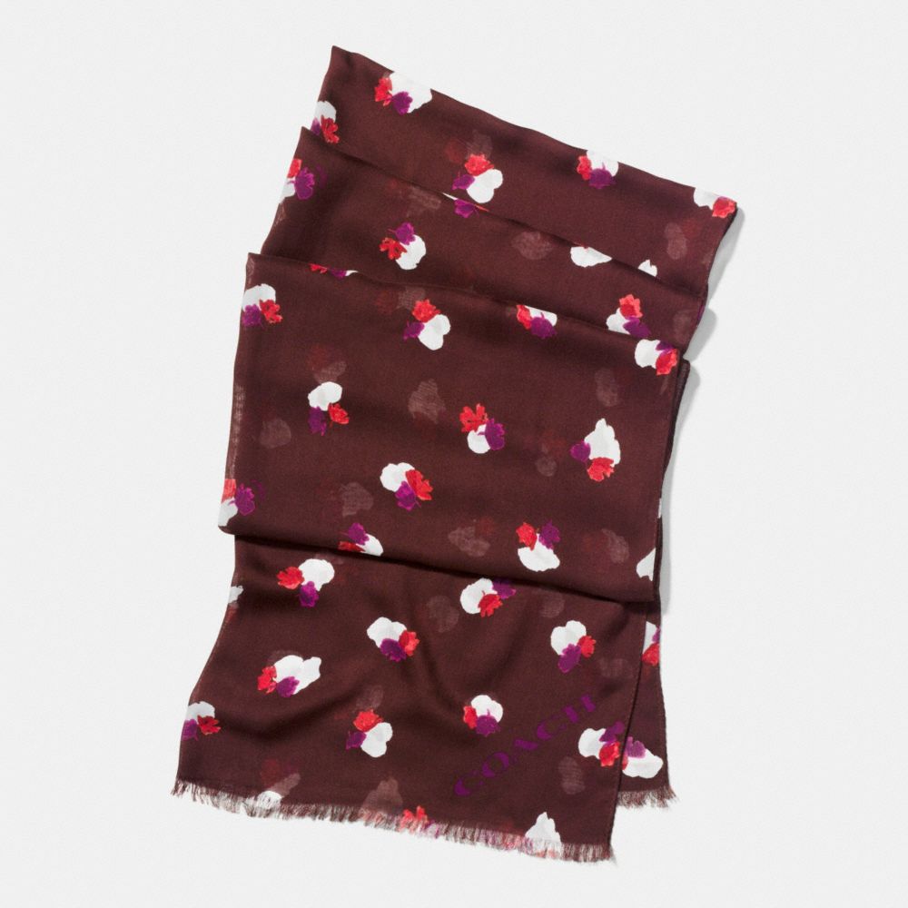 COACH F54245 FIELD FLORA OBLONG SCARF BURGUNDY