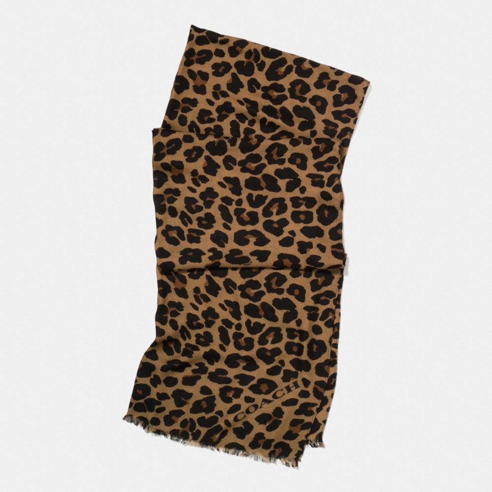 COACH f54247 LEOPARD OBLONG SCARF NATURAL