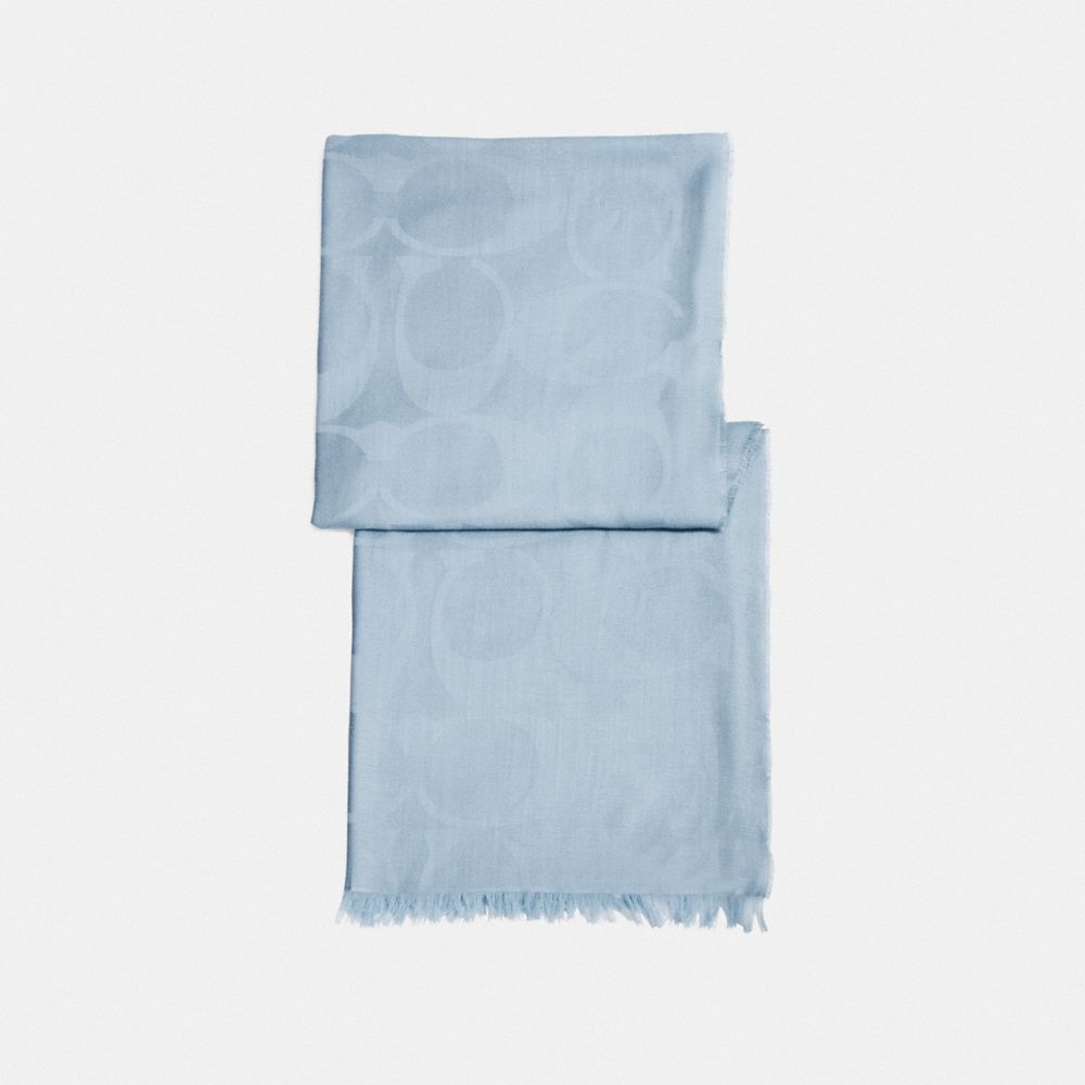 LIGHTWEIGHT SIGNATURE SHAWL - LIGHT BLUE - COACH F54248