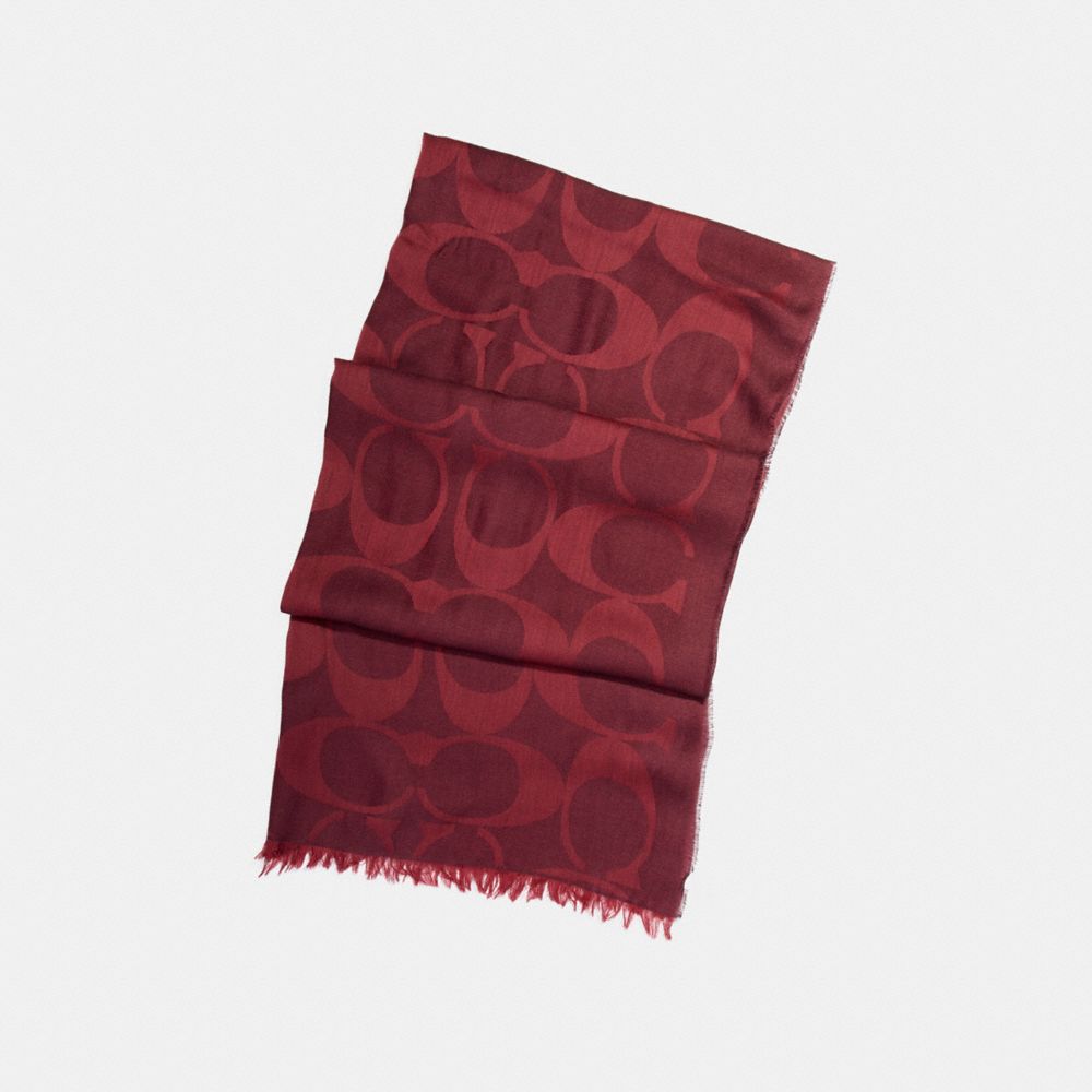 COACH LIGHTWEIGHT SIGNATURE C SHAWL - OXBLOOD - f54248