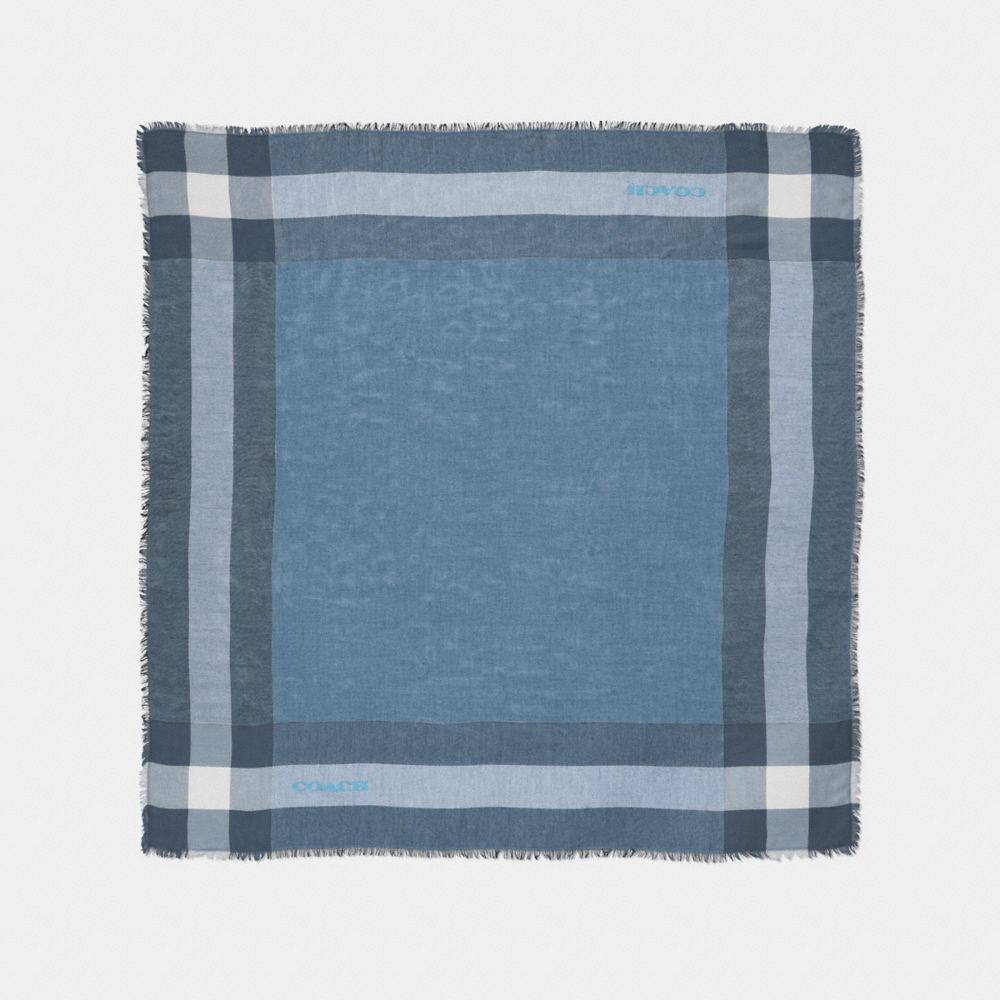 COACH f54253 WINDOWPANE CHALLIS SCARF AQUA