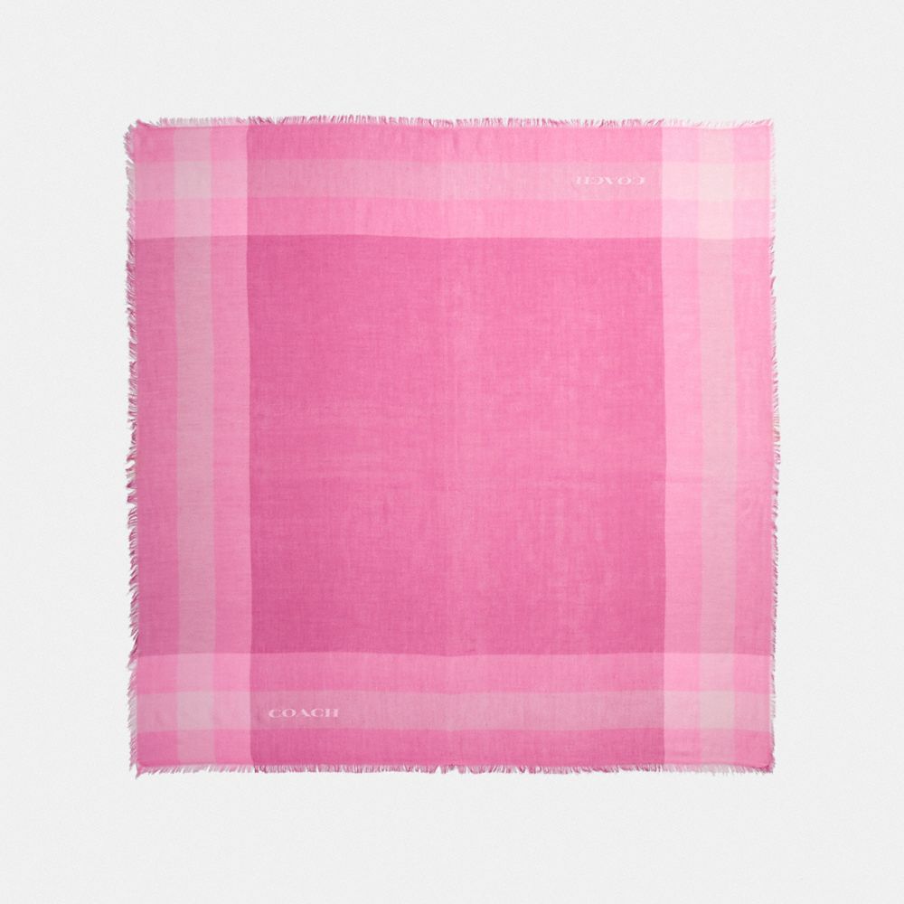 COACH f54253 WINDOWPANE CHALLIS SCARF NEON PINK