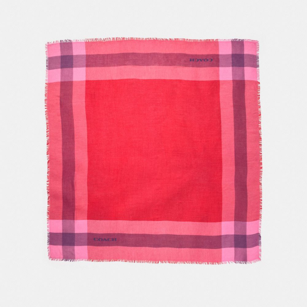 OUTLET WINDOWPANE CHALLIS SCARF - BRIGHT RED - COACH F54253