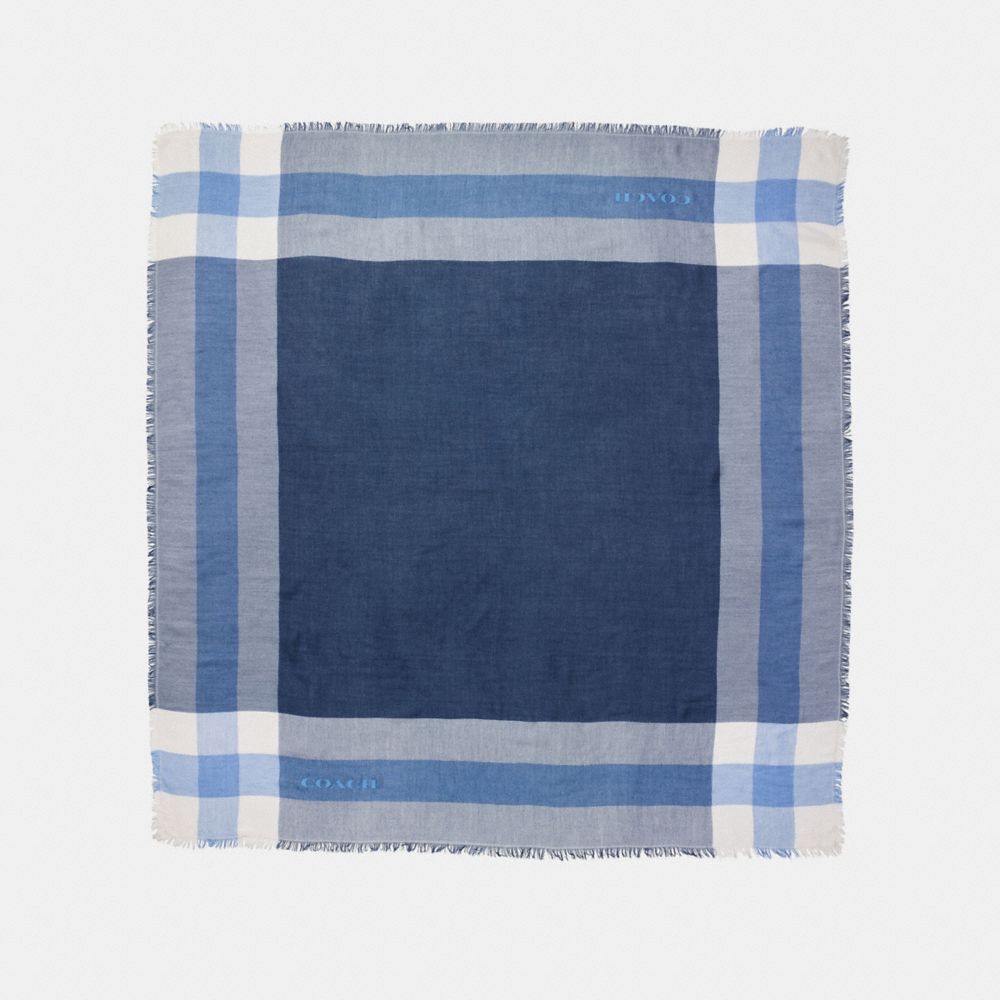 COACH OUTLET WINDOWPANE CHALLIS SCARF - MARINA/CHALK - f54253