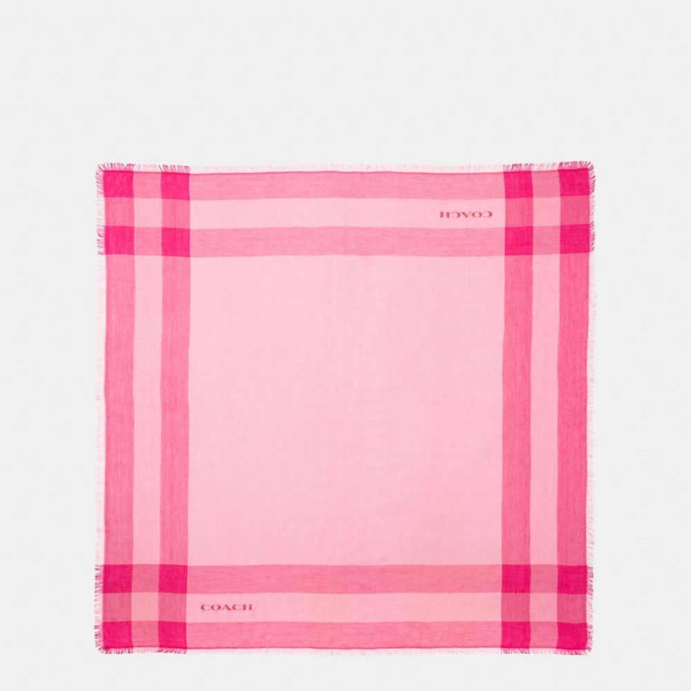 WINDOWPANE CHALLIS SCARF - STRAWBERRY - COACH F54253