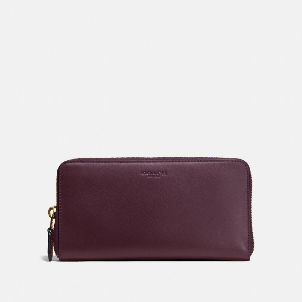 COACH ACCORDION ZIP WALLET - OXBLOOD/LIGHT GOLD - F54300