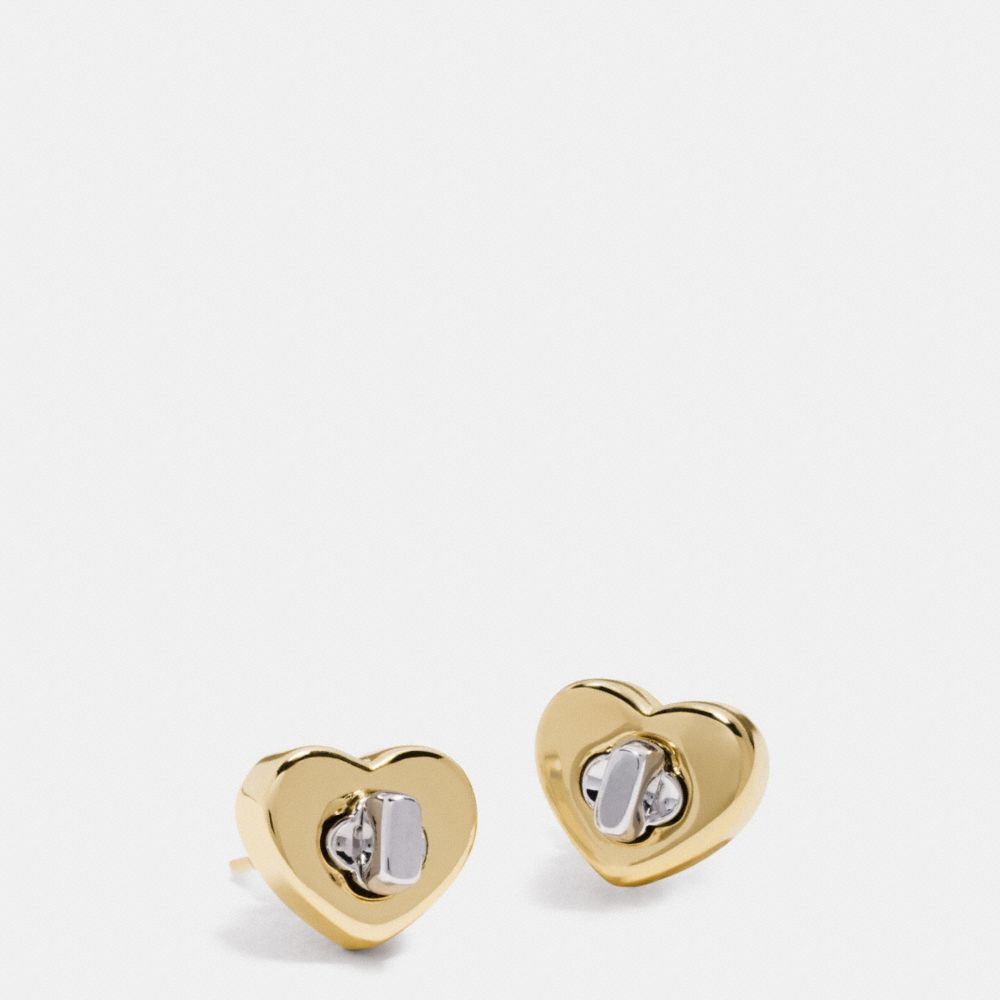 COACH F54490 Turnlock Heart Stud Earring GOLD/SILVER