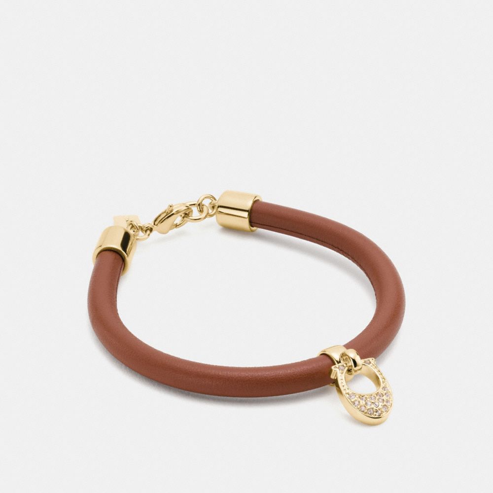 PAVE LEATHER SIGNATURE C BRACELET - GOLD/SADDLE - COACH F54496