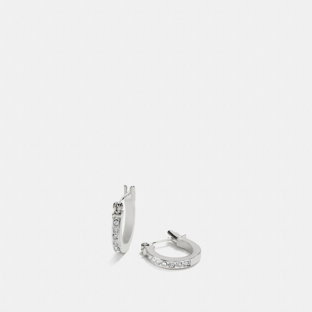 PAVE SIGNATURE HUGGIE EARRINGS - f54497 - SILVER/BLACK