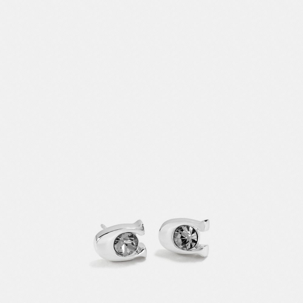 SIGNATURE STONE STUD EARRINGS - SILVER/BLACK - COACH F54498