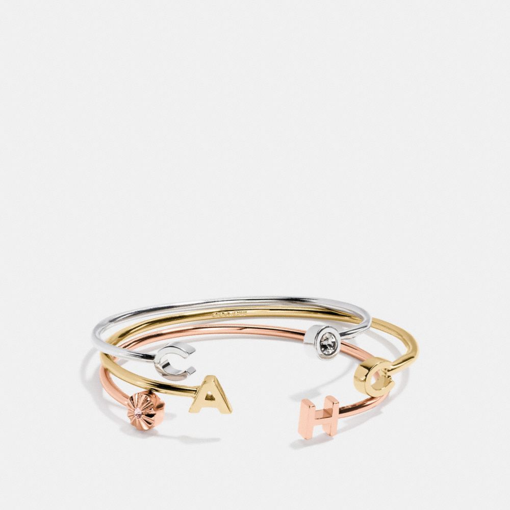 COACH LETTERS CUFF BANGLE SET - GOLD/SILVER - COACH F54502