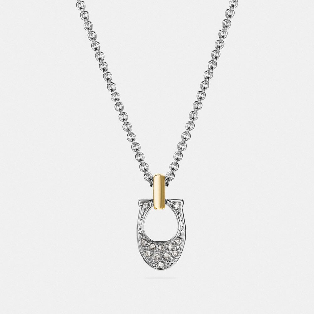 PAVE SIGNATURE NECKLACE - f54517 - SILVER/GOLD