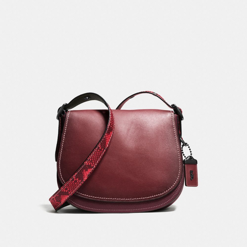 COACH F54547 SADDLE 23 WITH COLORBLOCK PYTHON DETAIL BORDEAUX/BLACK COPPER