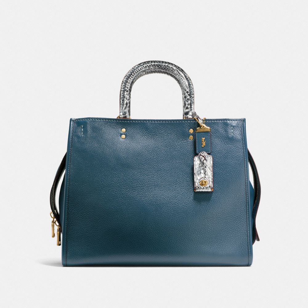 COACH F54557 Rogue 36 In Colorblock With Snakeskin Detail OL/DARK DENIM