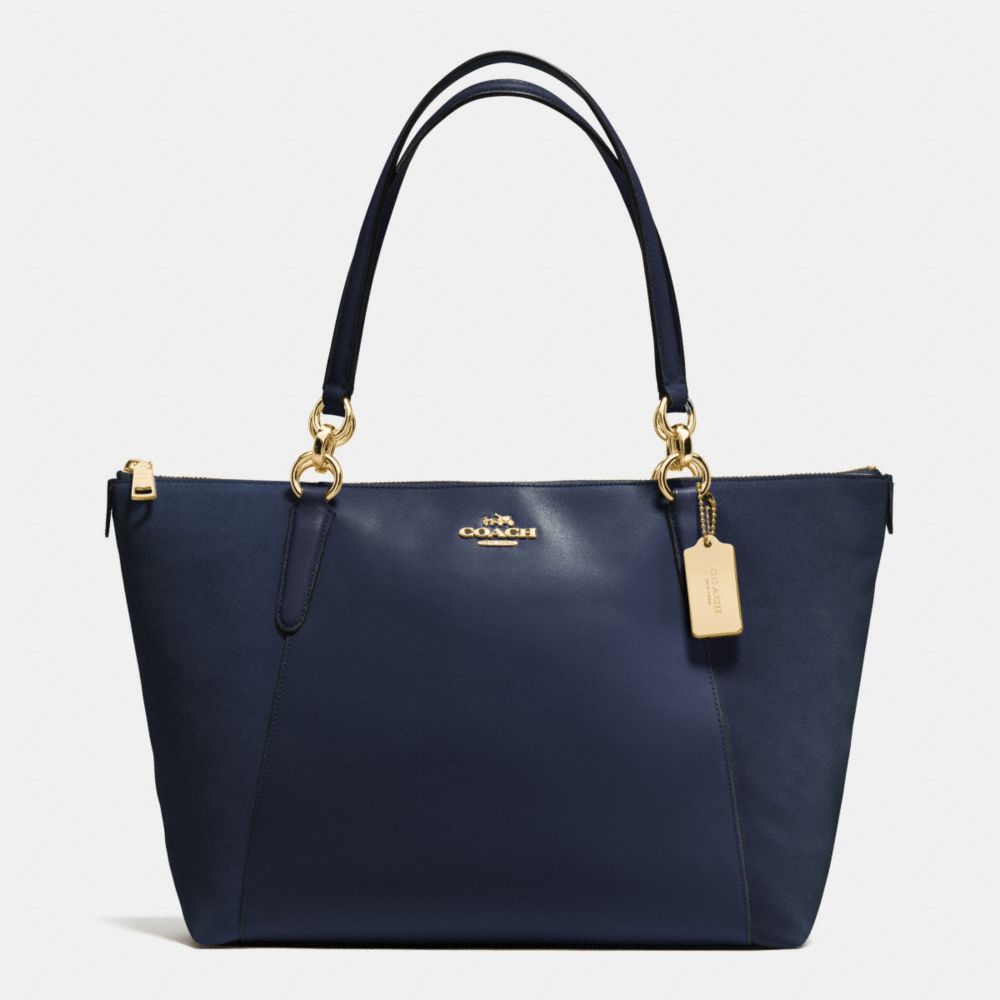 AVA TOTE IN LEATHER AND SUEDE WITH CROC EMBOSSED LEATHER TRIM - f54579 - IMITATION GOLD/MIDNIGHT
