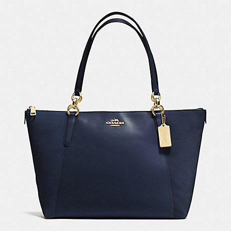 COACH AVA TOTE IN LEATHER AND SUEDE WITH CROC EMBOSSED LEATHER TRIM - IMITATION GOLD/MIDNIGHT - f54579