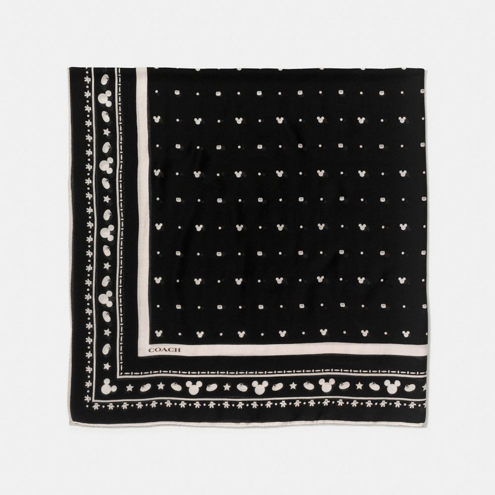 COACH MICKEY OVERSIZED SQUARE SCARF - BLACK MULTI - F54604