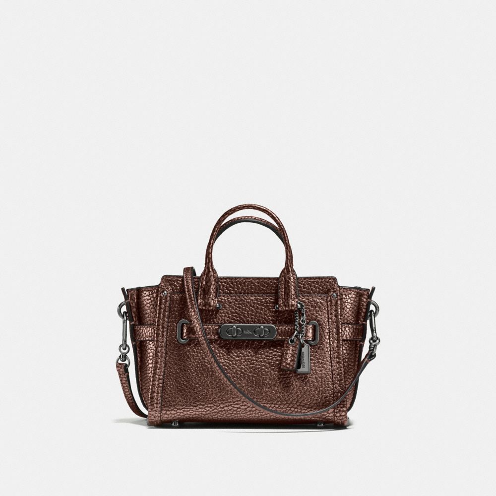 COACH SWAGGER 15 IN PEBBLE LEATHER - f54625 - DARK GUNMETAL/BRONZE