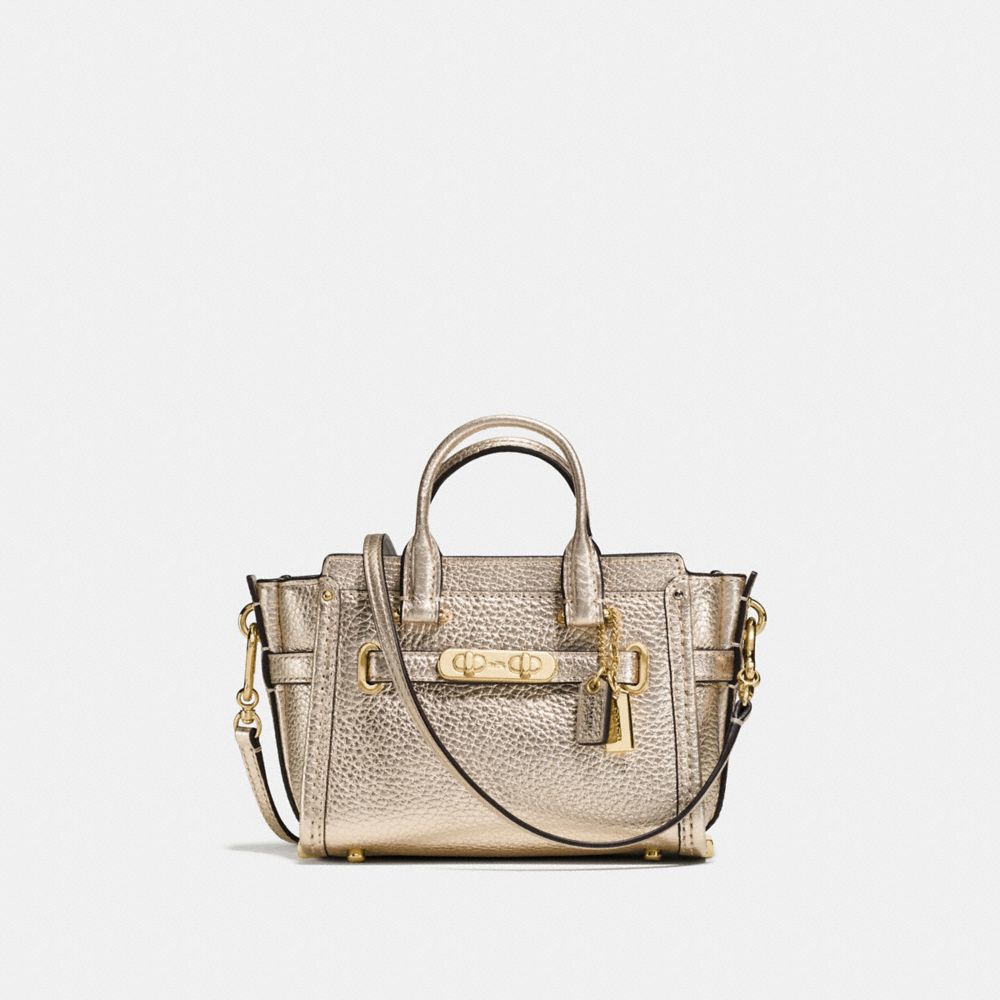 COACH COACH SWAGGER 15 IN PEBBLE LEATHER - PLATINUM - F54625