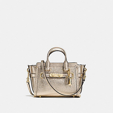 COACH COACH SWAGGER 15 IN PEBBLE LEATHER - PLATINUM - f54625