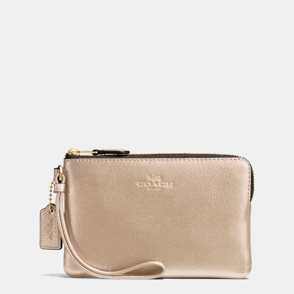 CORNER ZIP WRISTLET IN CROSSGRAIN LEATHER - f54626 - IMITATION GOLD/PLATINUM