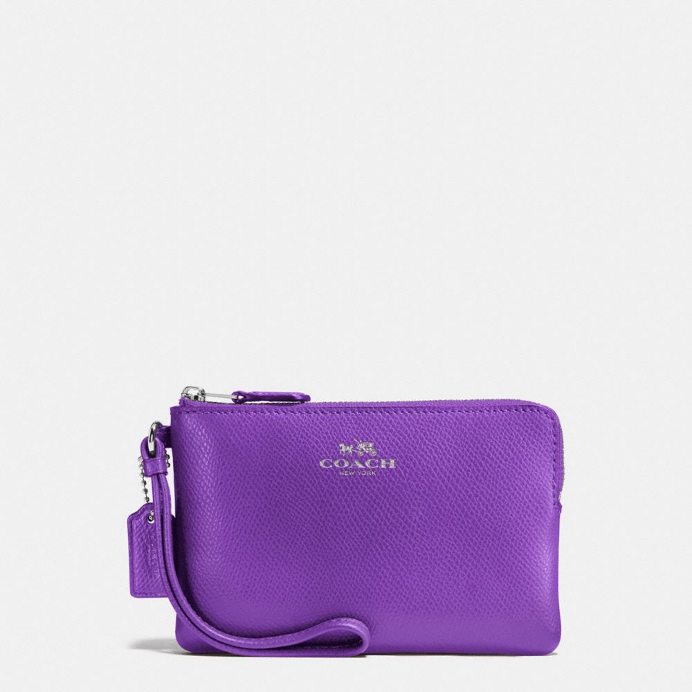 CORNER ZIP WRISTLET IN CROSSGRAIN LEATHER - f54626 - SILVER/PURPLE