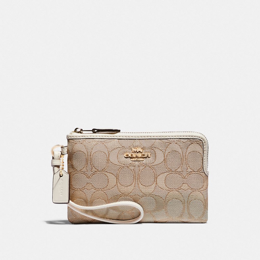 COACH F54627 - CORNER ZIP WRISTLET IN SIGNATURE CANVAS IM/LIGHT KHAKI/CHALK