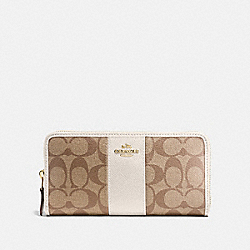 COACH F54630 - ACCORDION ZIP WALLET IN SIGNATURE CANVAS KHAKI/CHALK/GOLD