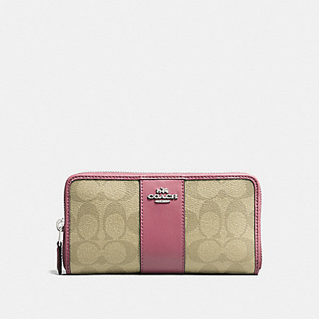 COACH ACCORDION ZIP WALLET IN SIGNATURE CANVAS - light khaki/vintage pink/imitation gold - f54630