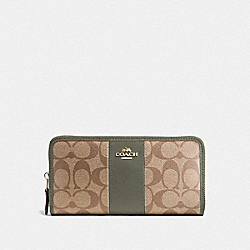 ACCORDION ZIP WALLET IN SIGNATURE CANVAS - F54630 - KHAKI/MILITARY GREEN/GOLD