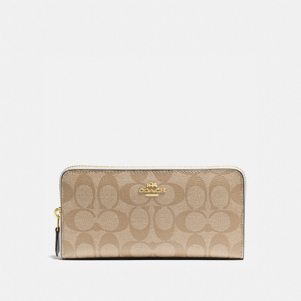 COACH F54632 ACCORDION ZIP WALLET IN SIGNATURE IMITATION-GOLD/LIGHT-KHAKI/CHALK