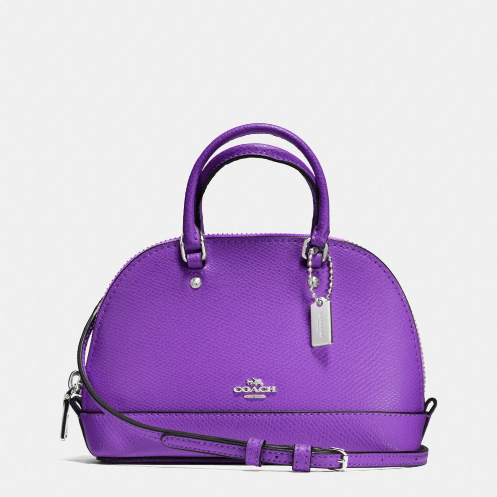 COACH F54661 - MICRO MINI SIERRA SATCHEL IN CROSSGRAIN LEATHER SILVER/PURPLE