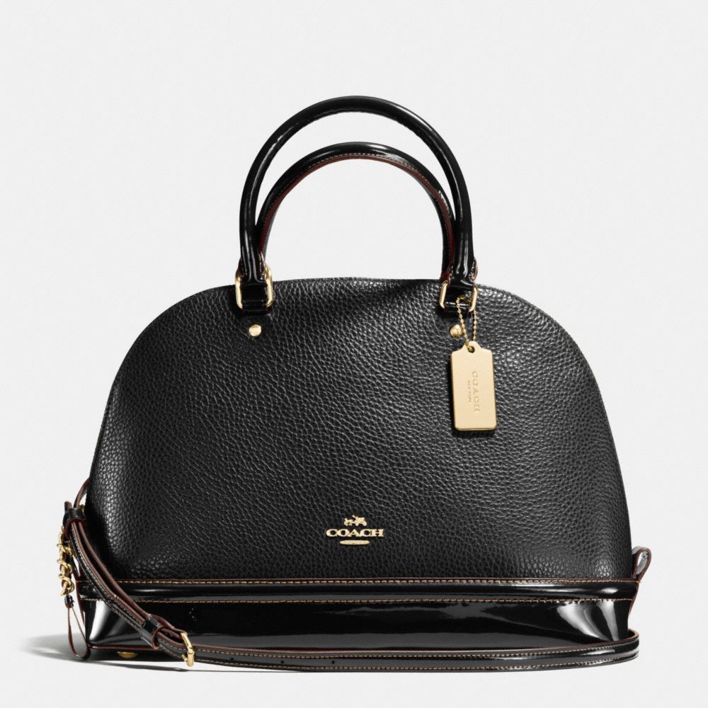 SIERRA SATCHEL IN PEBBLE AND PATENT LEATHERS - COACH F54664 - IMITATION GOLD/BLACK