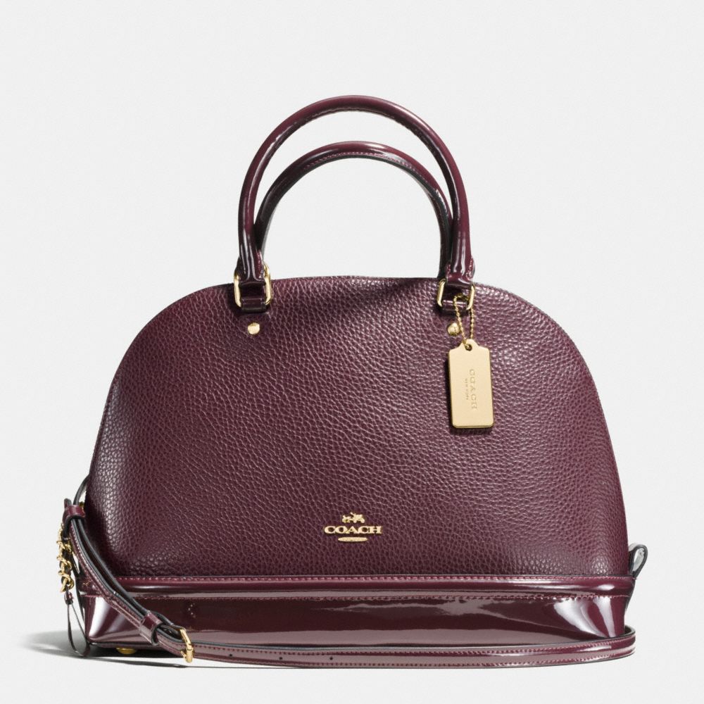 COACH F54664 SIERRA SATCHEL IN PEBBLE AND PATENT LEATHERS IMITATION-GOLD/OXBLOOD-1