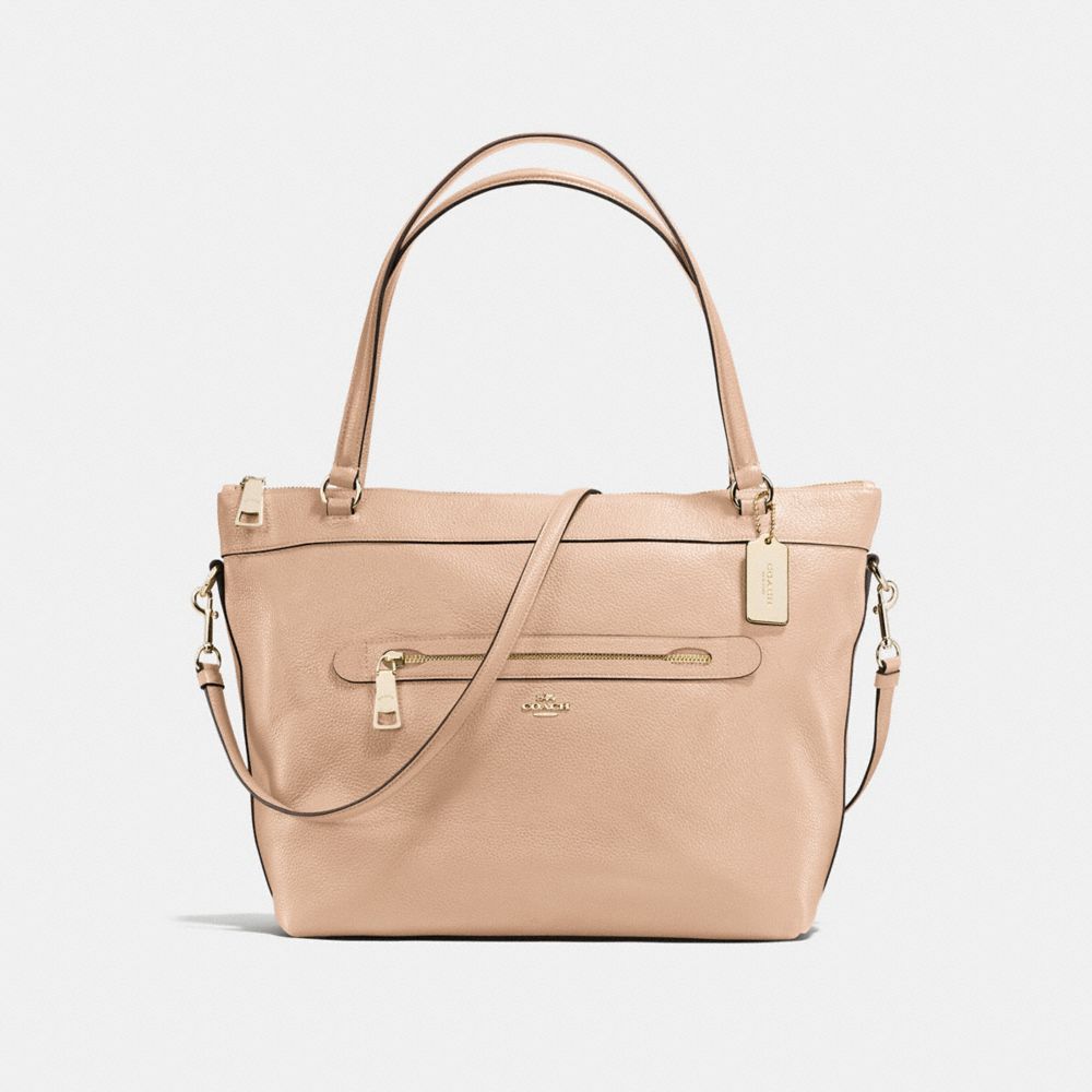 COACH f54687 TYLER TOTE IN PEBBLE LEATHER LIGHT GOLD/BEECHWOOD