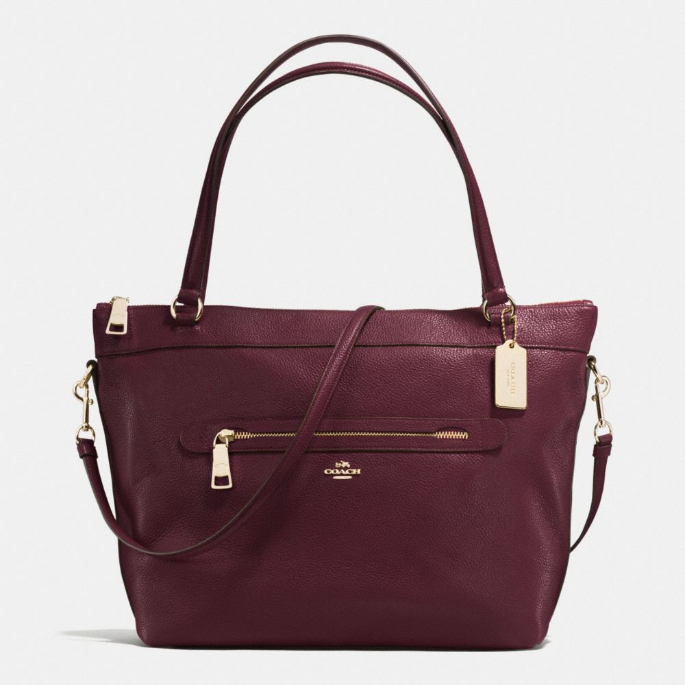 COACH F54687 - TYLER TOTE IN PEBBLE LEATHER IMITATION GOLD/OXBLOOD