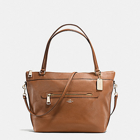 COACH f54687 TYLER TOTE IN PEBBLE LEATHER IMITATION GOLD/SADDLE