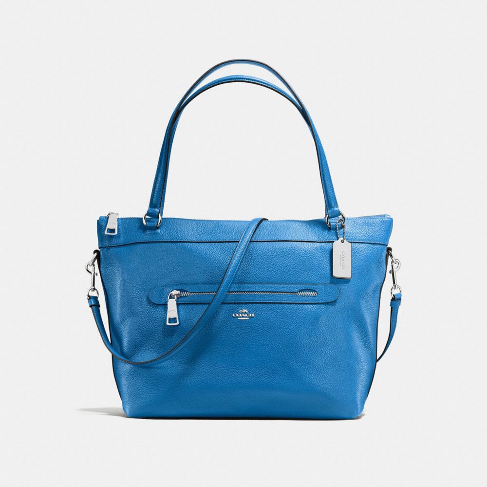 COACH TYLER TOTE IN PEBBLE LEATHER - SILVER/LAPIS - F54687