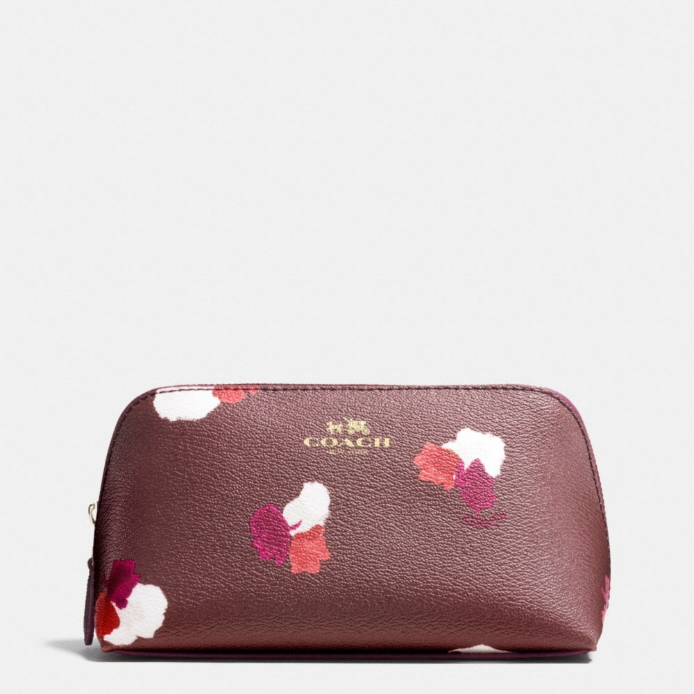 COSMETIC CASE 17 IN FIELD FLORA PRINT COATED CANVAS - f54705 - IMITATION GOLD/BURGUNDY MULTI