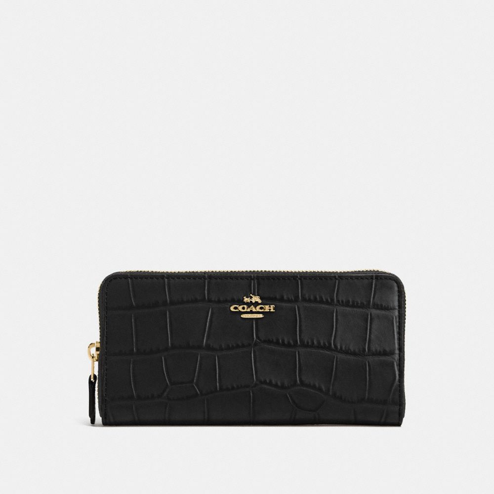 COACH ACCORDION ZIP WALLET - IMITATION GOLD/BLACK - f54757